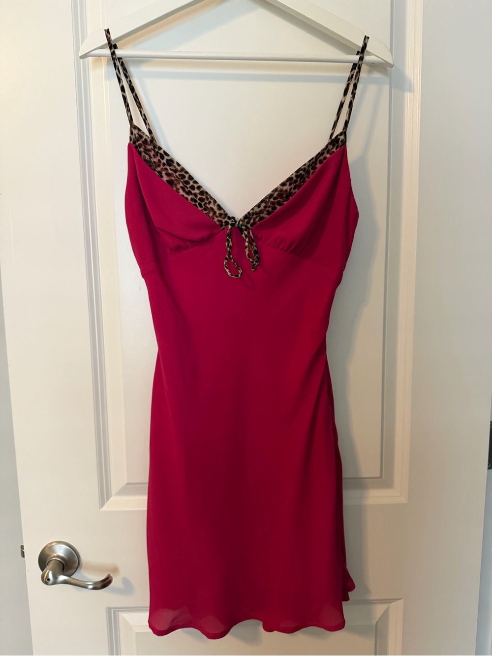 Princess Polly Fuchsia Slip Dress with Leopard Trim